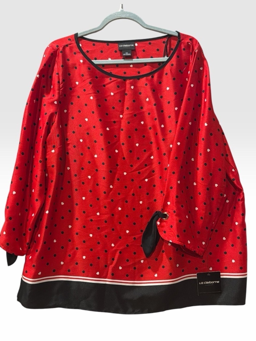 Liz Claiborne Black Red Dots Blouse XXL